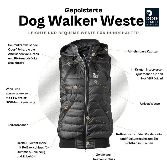 Gepolsterte Dog Walker Weste | Schwarz | Obelix